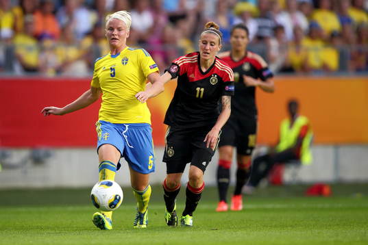 Sveriges Nilla Fischer och Tysklands Anja Mittag i