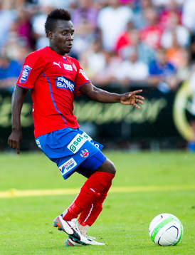 Helsingborgs David Accam i fotbollsmatchen i Allsvenskan