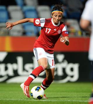 Danmarks Nadia Nadim i matchen mellan Norge och Danmark