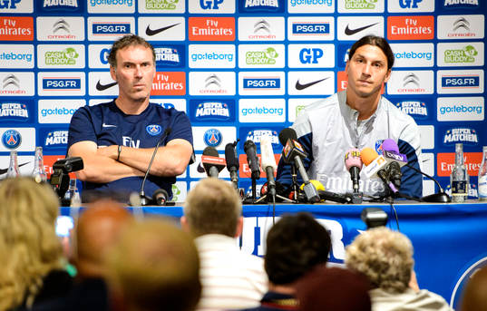 Paris Saint-Germains tränare Laurent Blanc och Zlatan