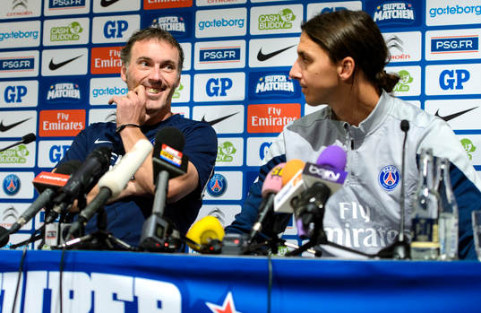 Paris Saint-Germains tränare Laurent Blanc och Zlatan