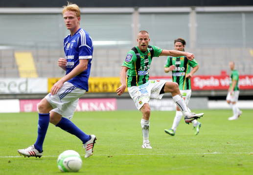 Målchans för GAIS' Joel Johansson i matchen mellan GAIS