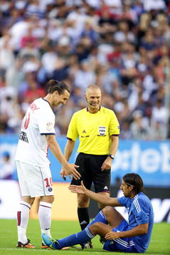 Paris Saint-Germans Zlatan Ibrahimovic och Real Madrids