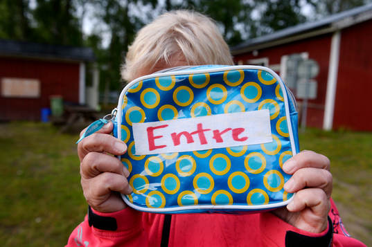 en funktionär går runt och tar inträde