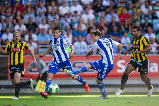 IFK Göteborgs Tobias Hysén skjuter in kvitteringen till