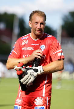 Åtvidabergs målvakt Henrik Gustavsson i fotbollsmatchen
