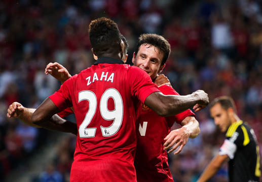 Manchester Uniteds Wilfried Zaha och Ángelo Henríquez