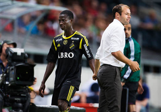 s Ebenezer Ofori och tränare Andreas Alm