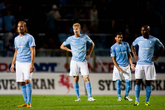 Malmö FFs Filip Helander, Markus Halsti, Tokelo Rantie och