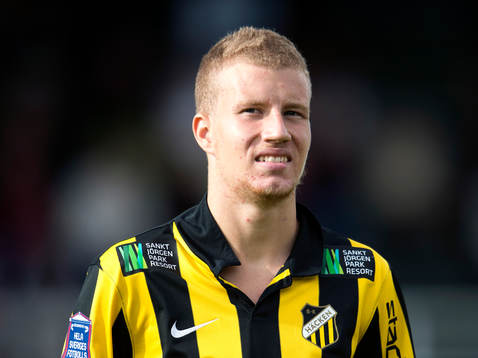 Häckens Simon Gustafson i fotbollsmatchen mellan Häcken