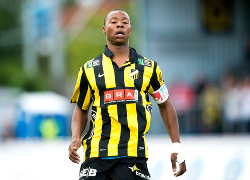Häckens Carlos Strandberg i fotbollsmatchen mellan Häcken