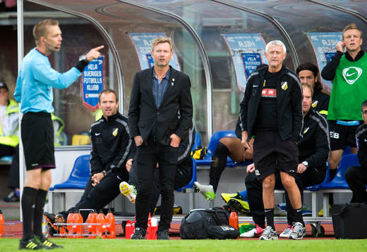 Häckens tränare Peter Gerhardsson i fotbollsmatchen