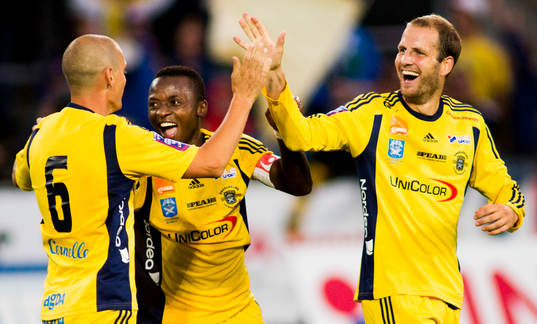 Ängelholms Mikael Dahlgren jublar