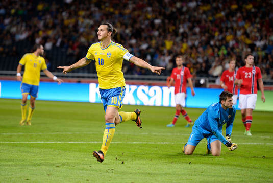 Sveriges Zlatan Ibrahimovic jublar
