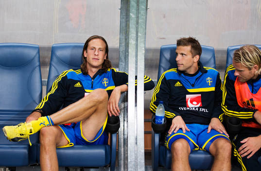 Sveriges Jonas Olsson, Anders Svensson och Ola Toivonen på