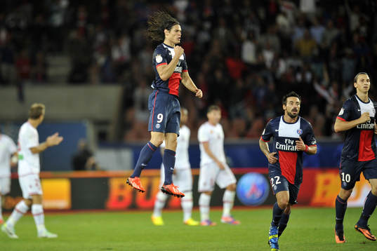 Joie de Edinson CAVANI - 18.08.2013 - Paris Saint Germain /