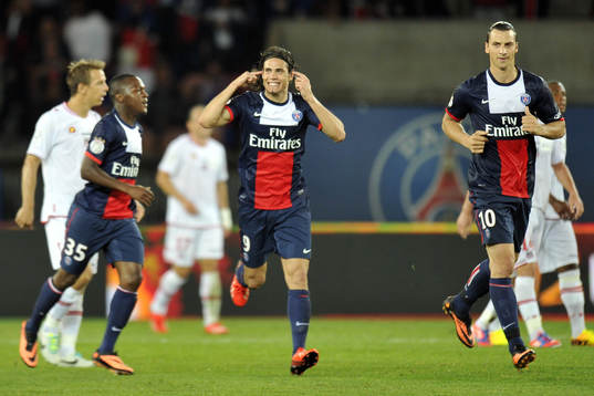 Joie de Edinson CAVANI - 18.08.2013 - Paris Saint Germain /