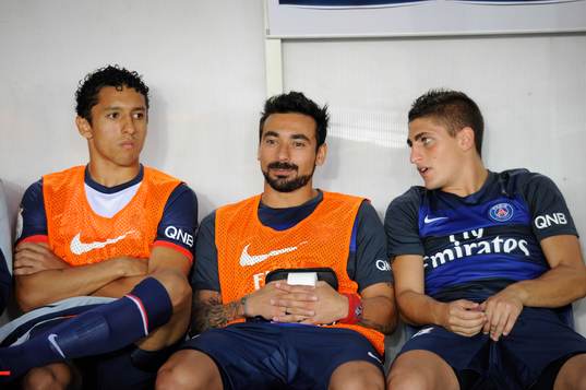 MARQUINHOS / Ezequiel LAVEZZI / Marco VERRATTI  -