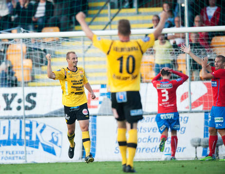 2-0, Pär Ericsson, Mjällby, som jublar, Helsingborgarna