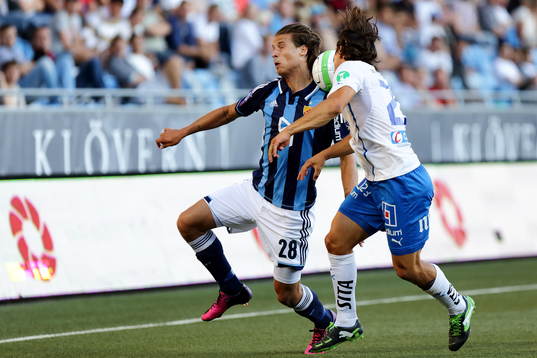 Djurgårdens Aleksandar Prijovic och Norrköpings David Boo