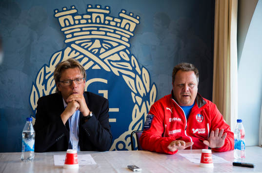 Helsingborgs tränare Roar Hansen och Gefles tränare Per