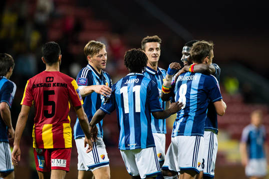 Djurgårdens Emil Bergström (v), Amadou Jawo, Haris