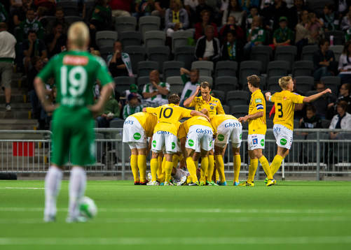 Spelarna i Falkenberg jublar