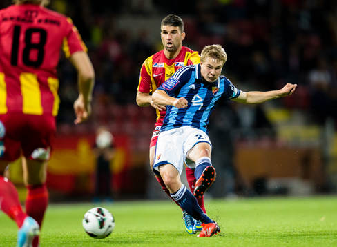 Djurgårdens Simon Tibbling med skottet som gav Djurgården