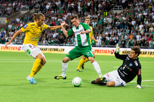 Falkenbergs Tobias Karlsson och målvakt Otto Martler