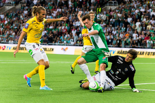 Falkenbergs Tobias Karlsson och målvakt Otto Martler