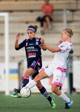 Linköpings Renée Slegers och LdB FC Malmös Katrin Schmidt