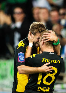 Hammarbys Christophe Lallet och Erik Sundin jublar