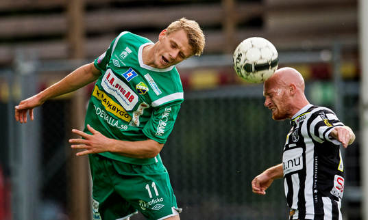 Ljungskiles Jakob Olsson och Landskrona BOIS Max Mölder i