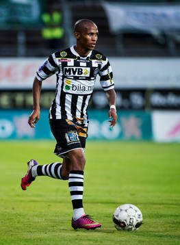 Landskrona BOIS Amethyst Bradley Ralani i fotbollsmatchen i