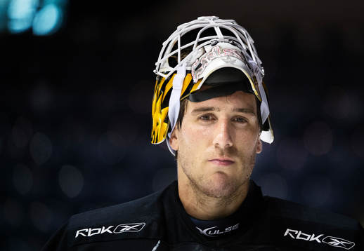 Målvakten Henrik Karlsson på Sveriges träning