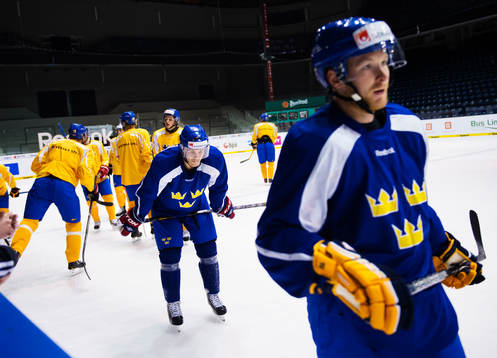 David Ullström och Linus Klasen på Sveriges träning