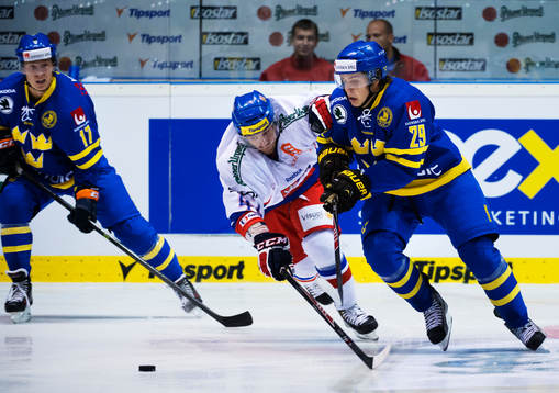 Tjeckiens Petr Koukal utmanas av Sveriges Mattias