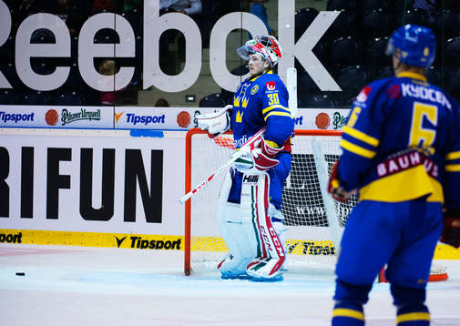 Sveriges målvakt Linus Ullmark deppar
