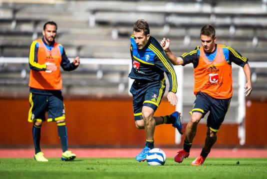 Sveriges Tobias Hysén och Alexander Kacaniklic