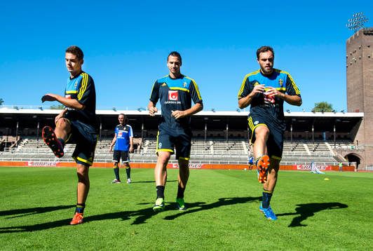 Sveriges Alexander Kacaniklic, Zlatan Ibrahimovic och Johan