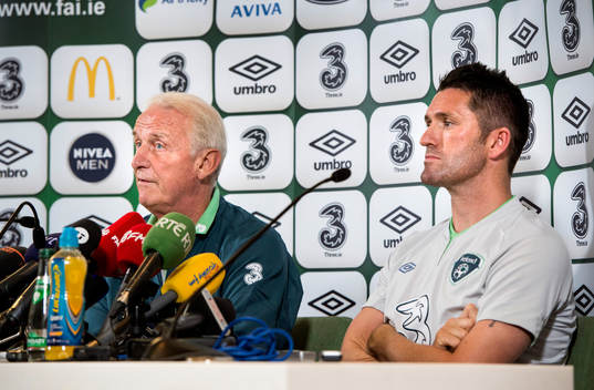 Irlands förbundskapten Giovanni Trapattoni och kaptenen