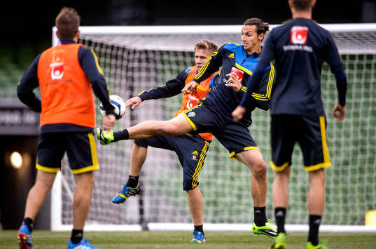 Sveriges Pontus Wernbloom och Zlatan Ibrahimovic