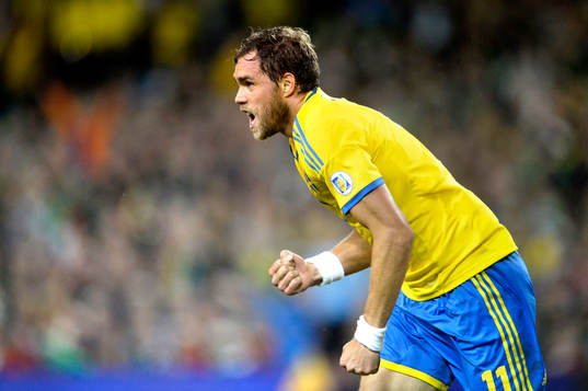 Sverige Johan Elmander jublar