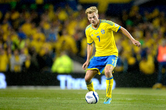 Sveriges Sebastian Larsson i fotbolls VM-kval matchen
