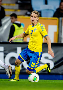 Sveriges Christoffer Nyman i kvalmatchen till u21-EM mellan