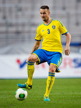 Sveriges Alexander Milosevic i kvalmatchen till u21-EM
