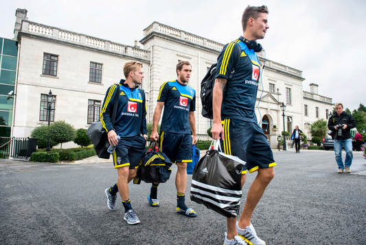 Sveriges Sebastian Larsson, Johan Elmander och Mikael