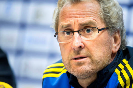 Sveriges förbundskapten Erik Hamrén på presskonferens
