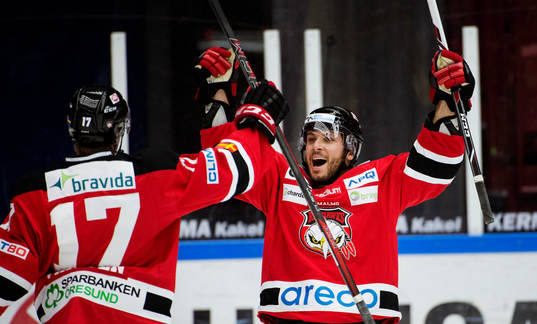 Malmö Redhawks Joey Tentute jublar