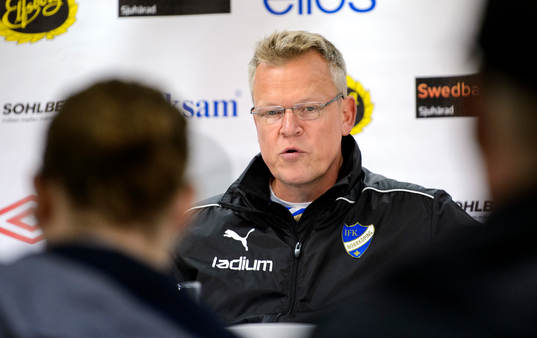 Norrköpings tränare Jan Andersson på presskonferensen
